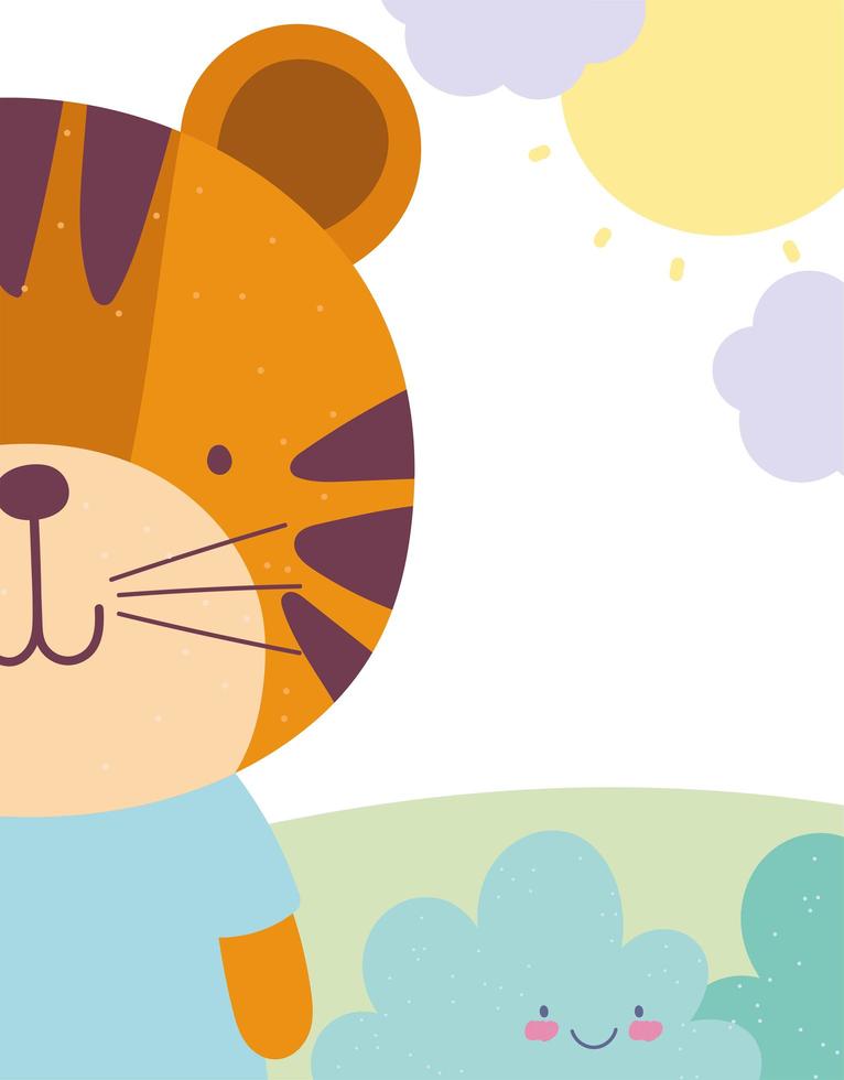 Cute little tiger outdoors vector