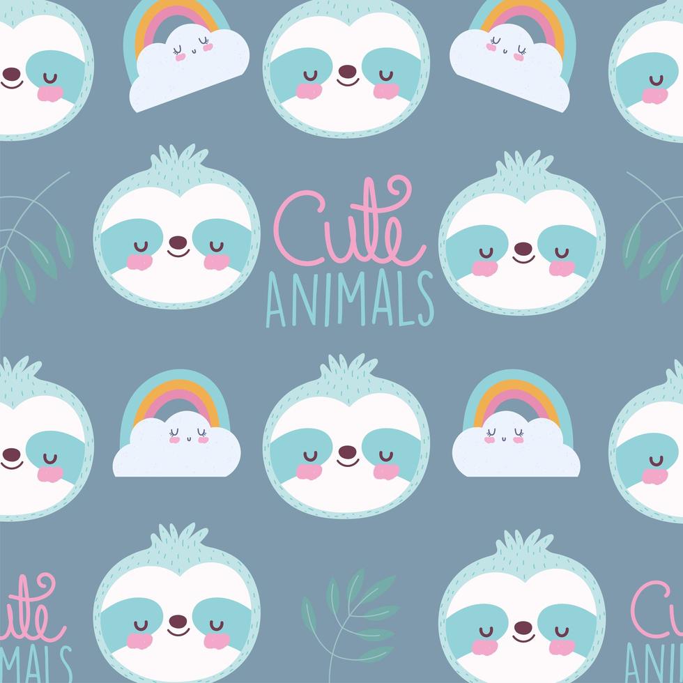 Download Cute sloth face pattern background - Download Free Vectors ...