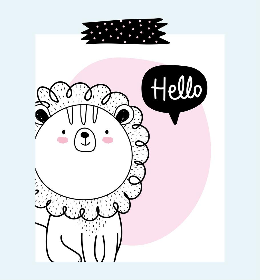 Little lion with greeting message vector