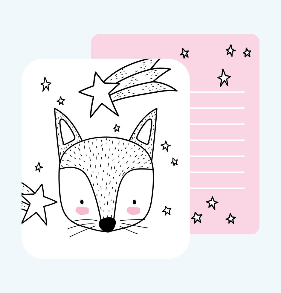 Little foxface sketch card template vector