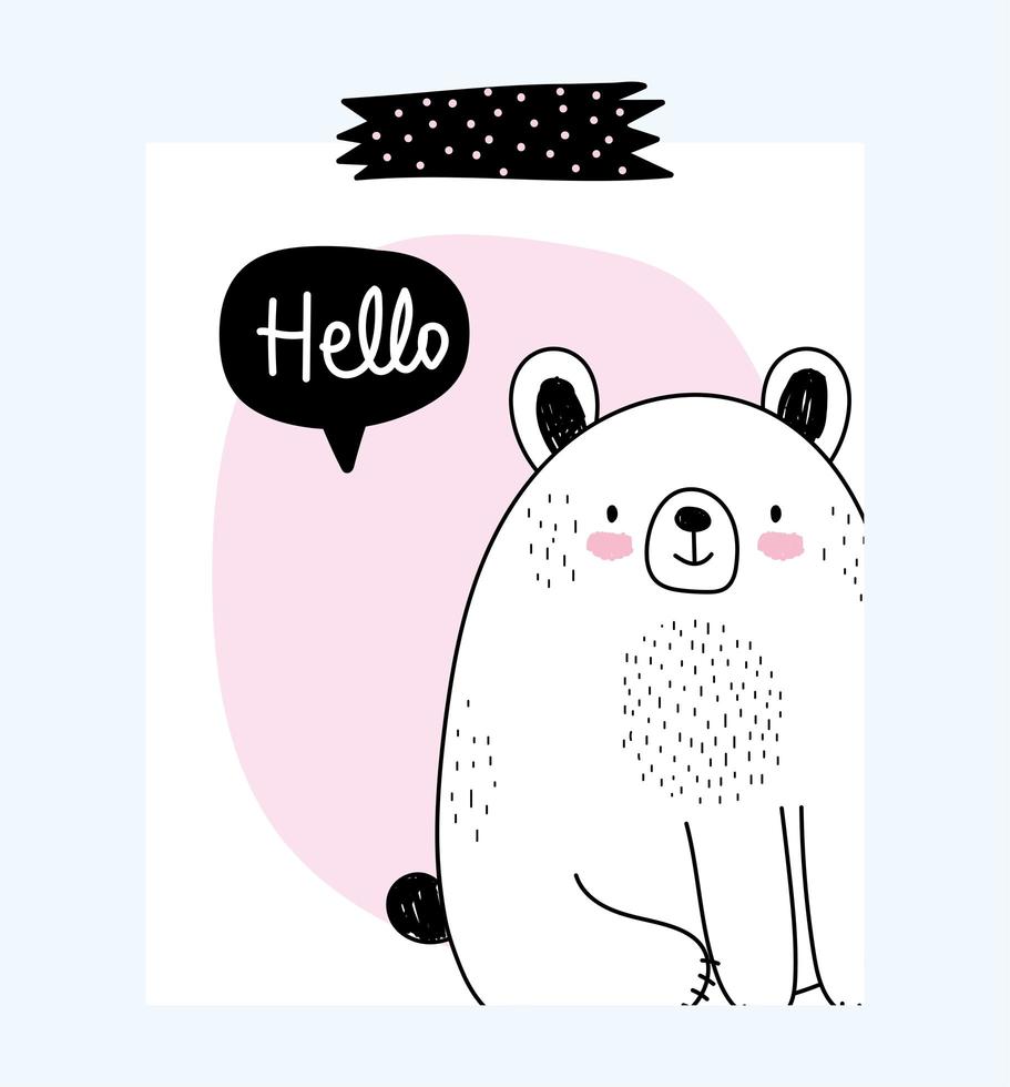 Bear with greeting message vector