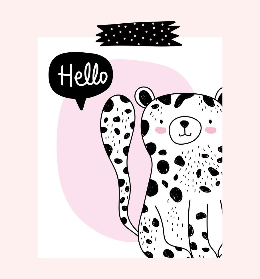 Little leopard with greeting message vector