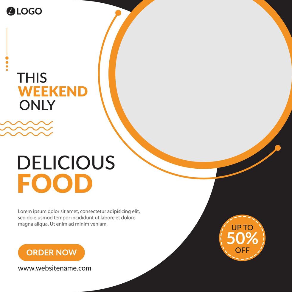 Food social media template vector