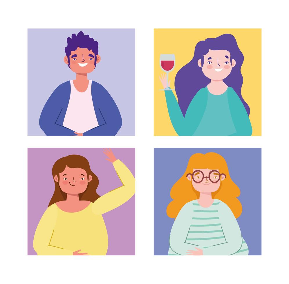 Set of colorful characters vector