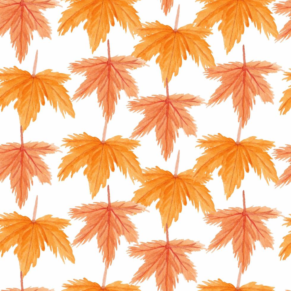 Seamless maple leaves watercolor pattern vector