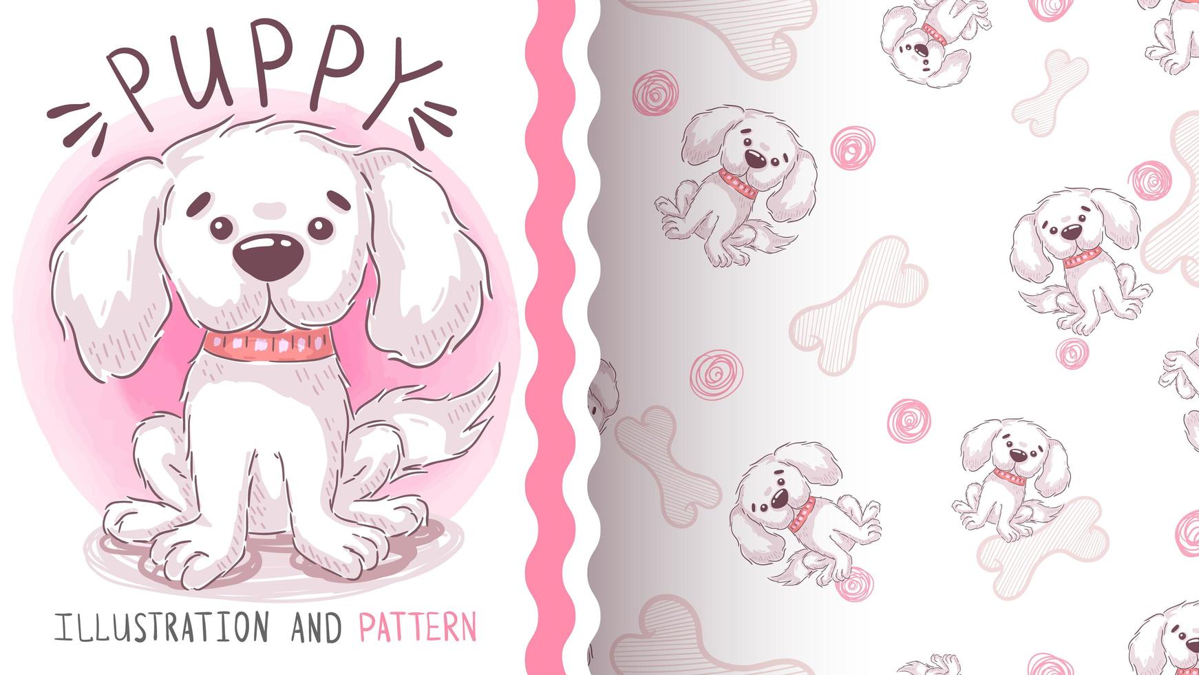 Puppy dog seamless pattern vector