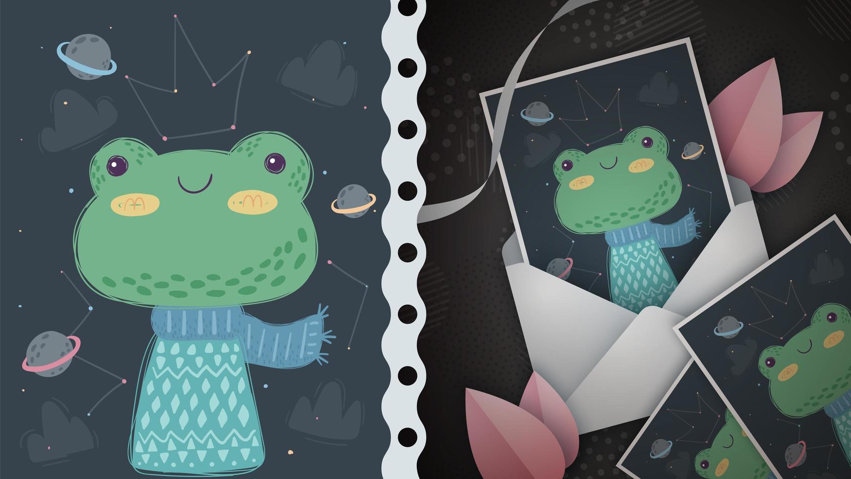 Cute frog greeting card vector