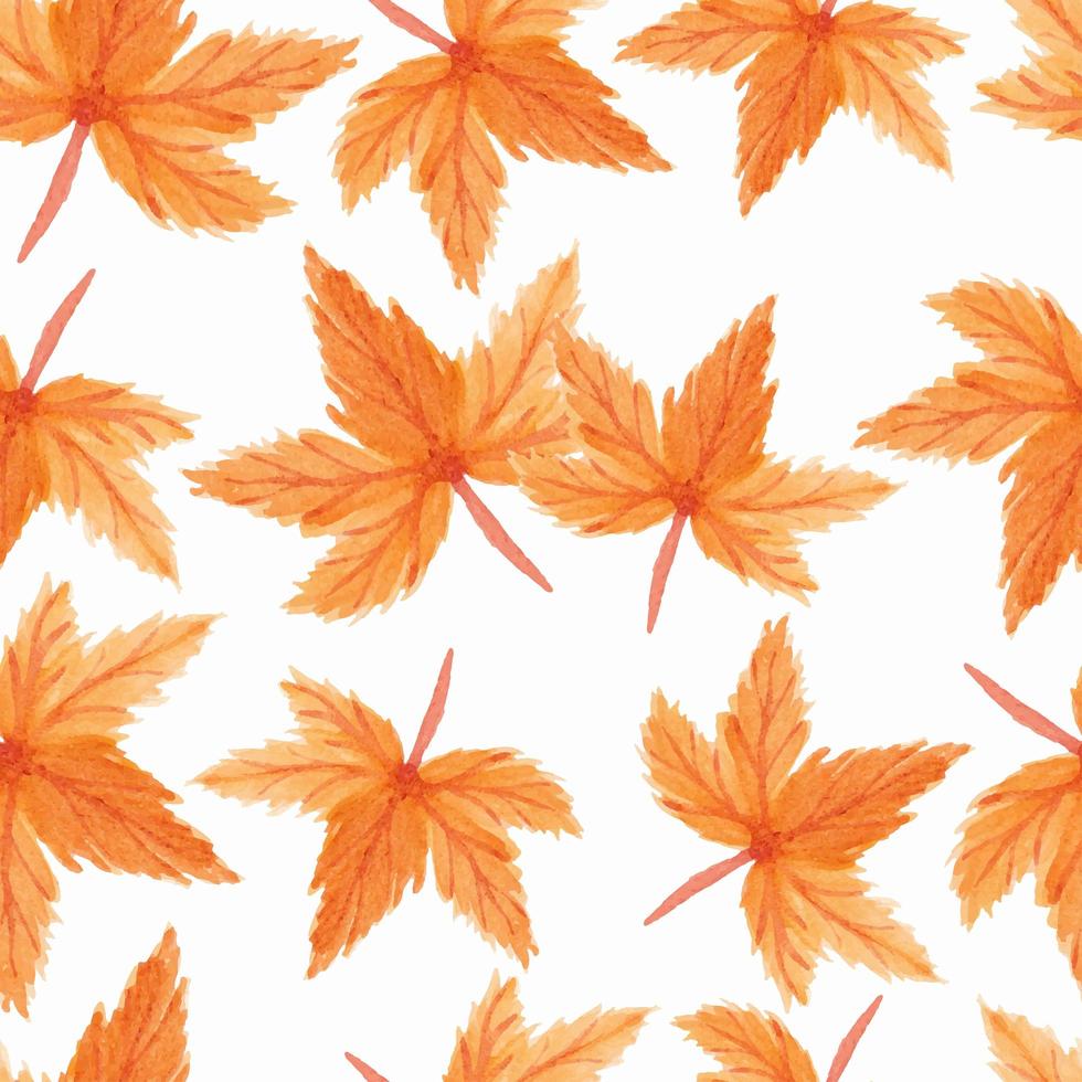 Watercolor maple leaves seamless pattern vector