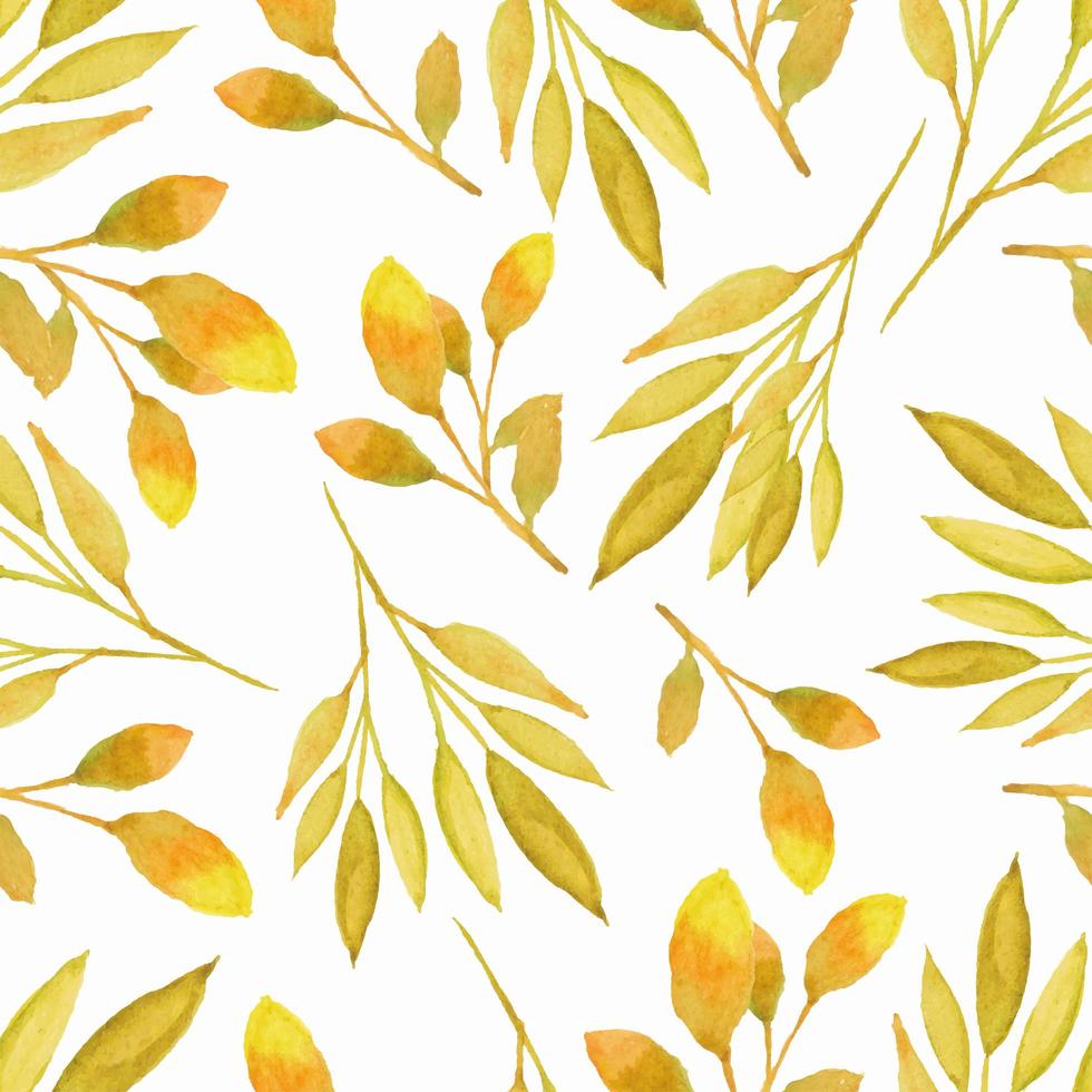 Seamless pattern watercolor leaves vector