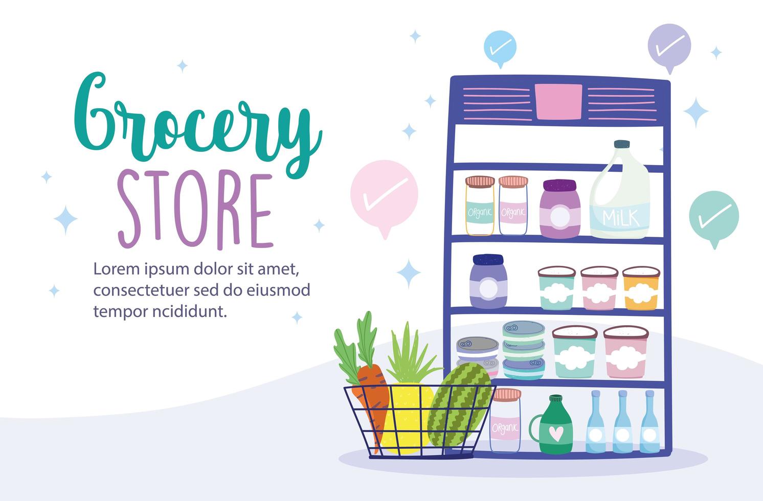 Grocery store online banner template vector