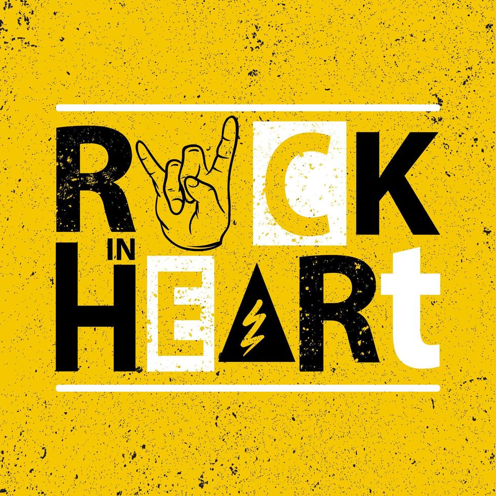 Rock in heart poster vector