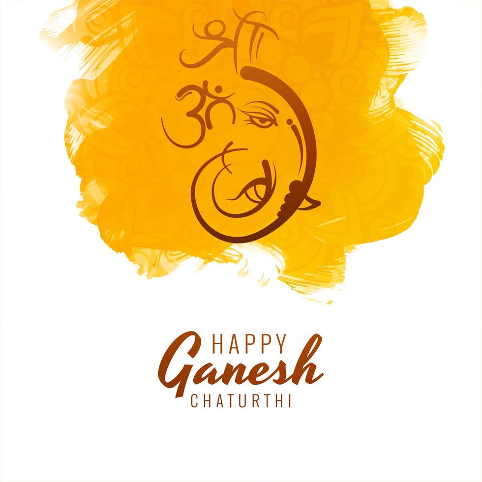 Happy Ganesh Chaturthi on Yellow Paint Strokes Background vector