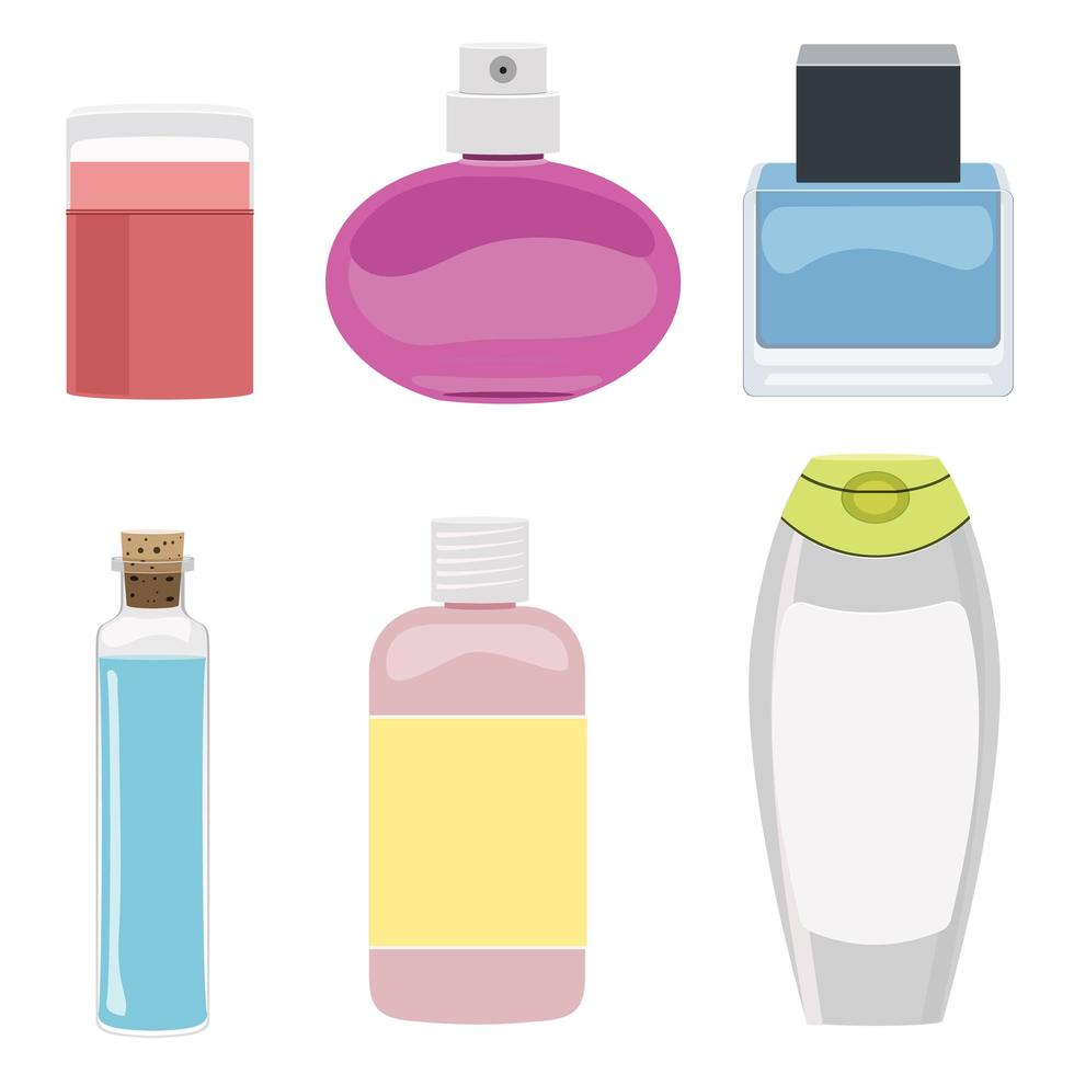 conjunto de botellas de cosméticos vector