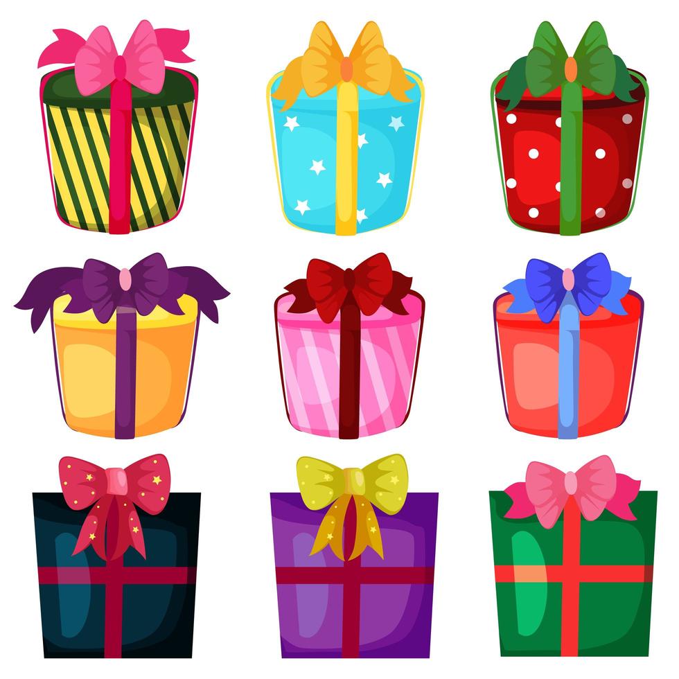 Holiday christmas present box set vector