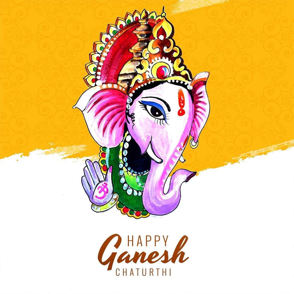 tarjeta de ganesh chaturthi de pintura amarilla vector