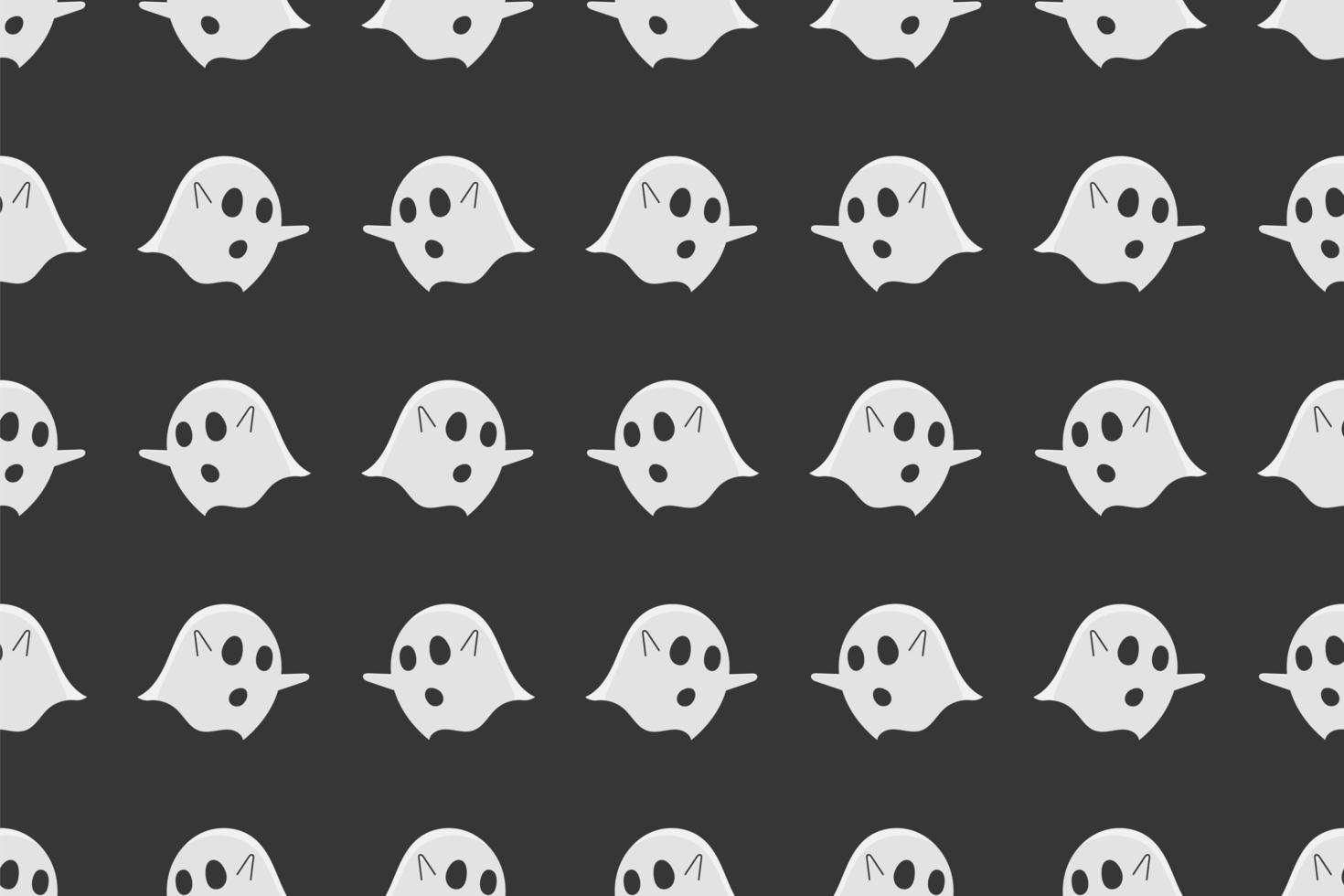 Ghost seamless pattern on black background. vector