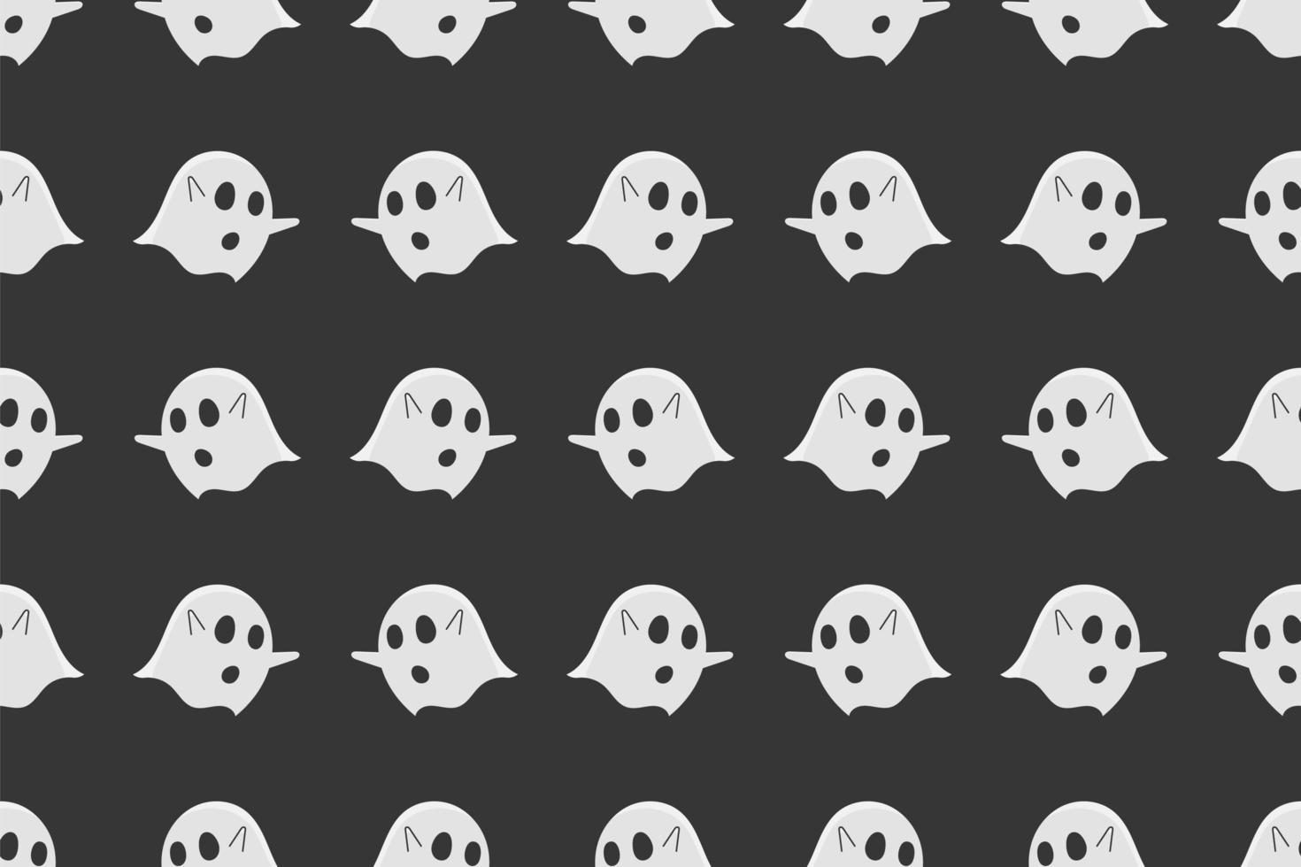 Ghost seamless pattern on black background. vector