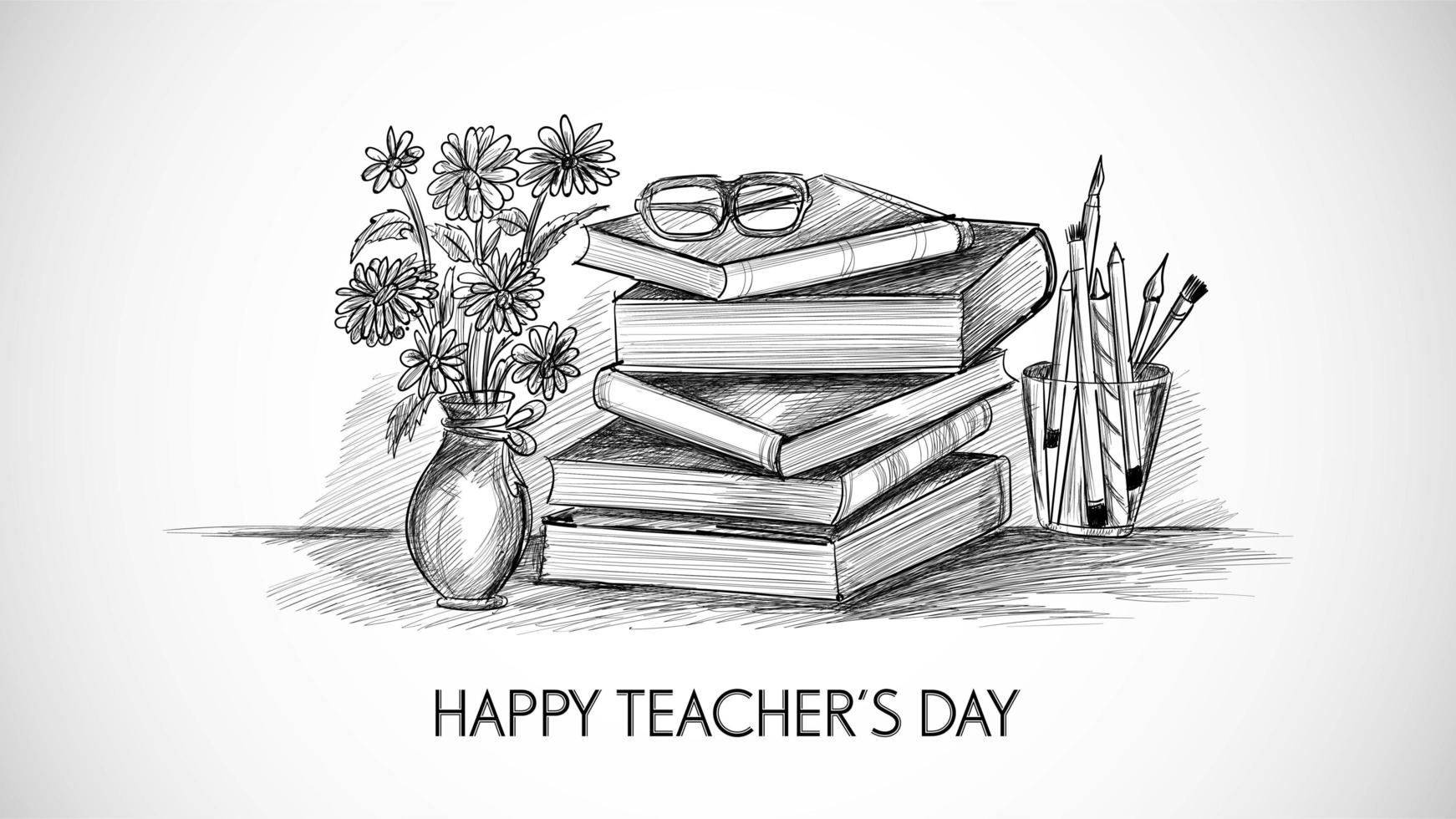 Hand Drawn Sketch with World Teachers Day Composition vector