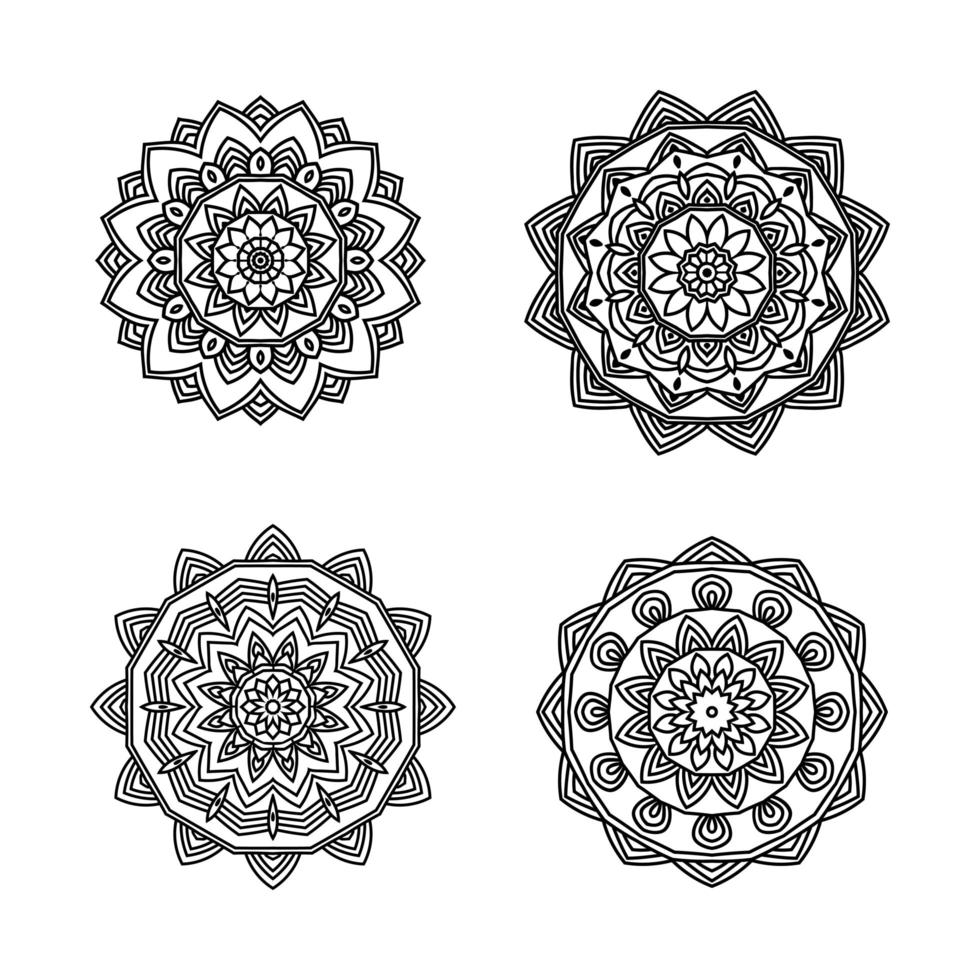 paquete de 4 mandalas vector