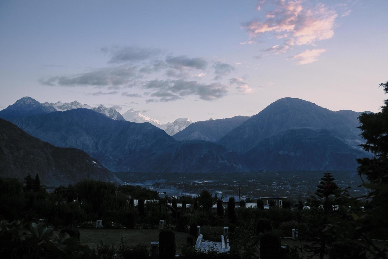 Sunrise over Karakoram mountain range in Pakistan photo