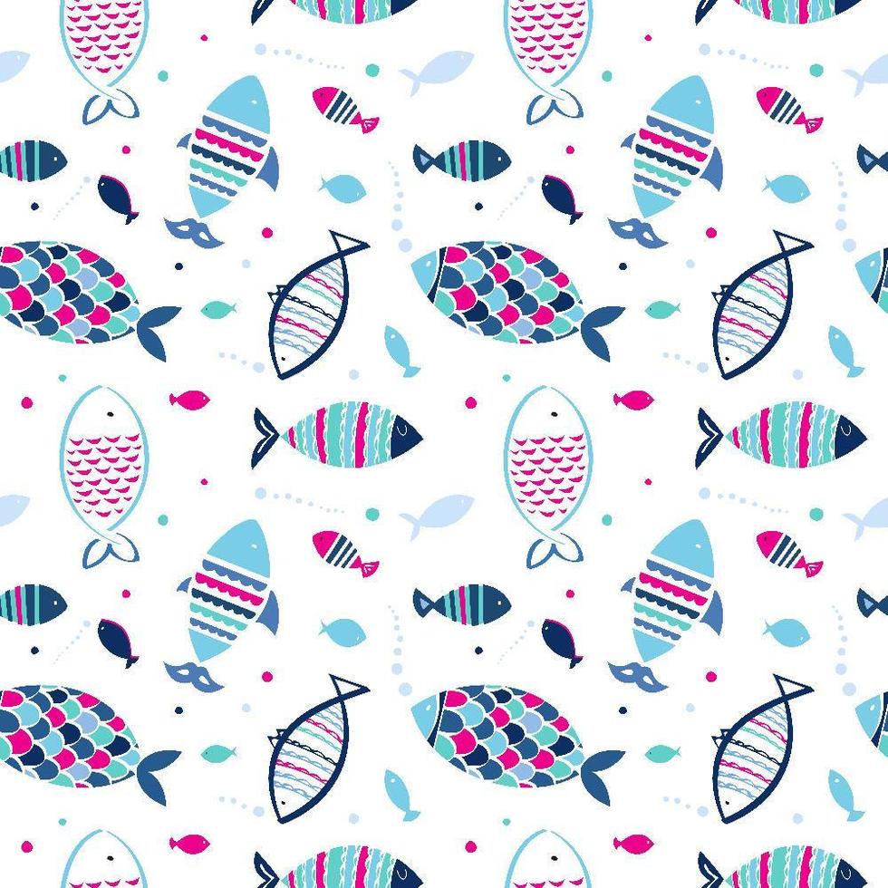 Cute Fish Seamless Pattern vector