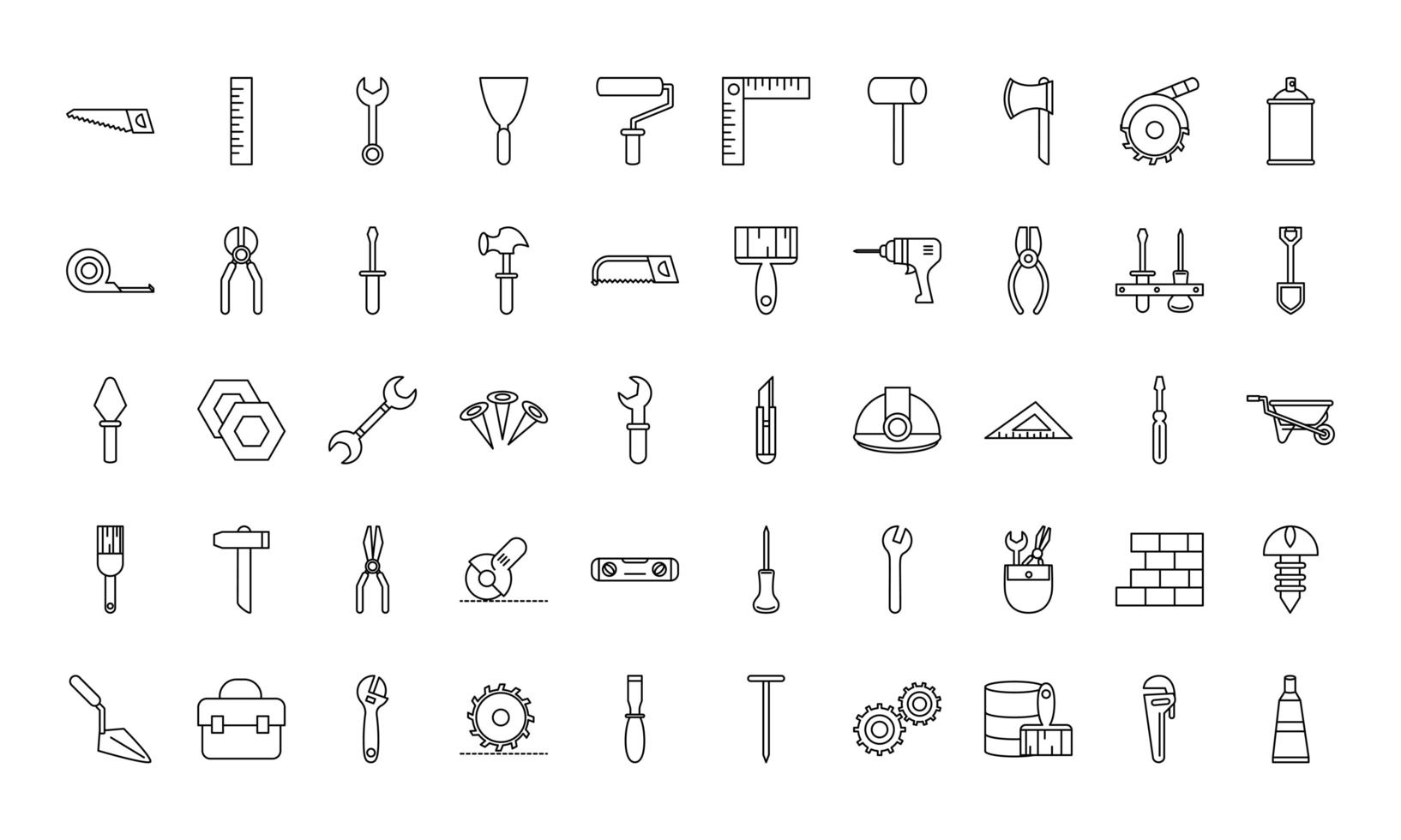 Tool repair and construction icon collection vector