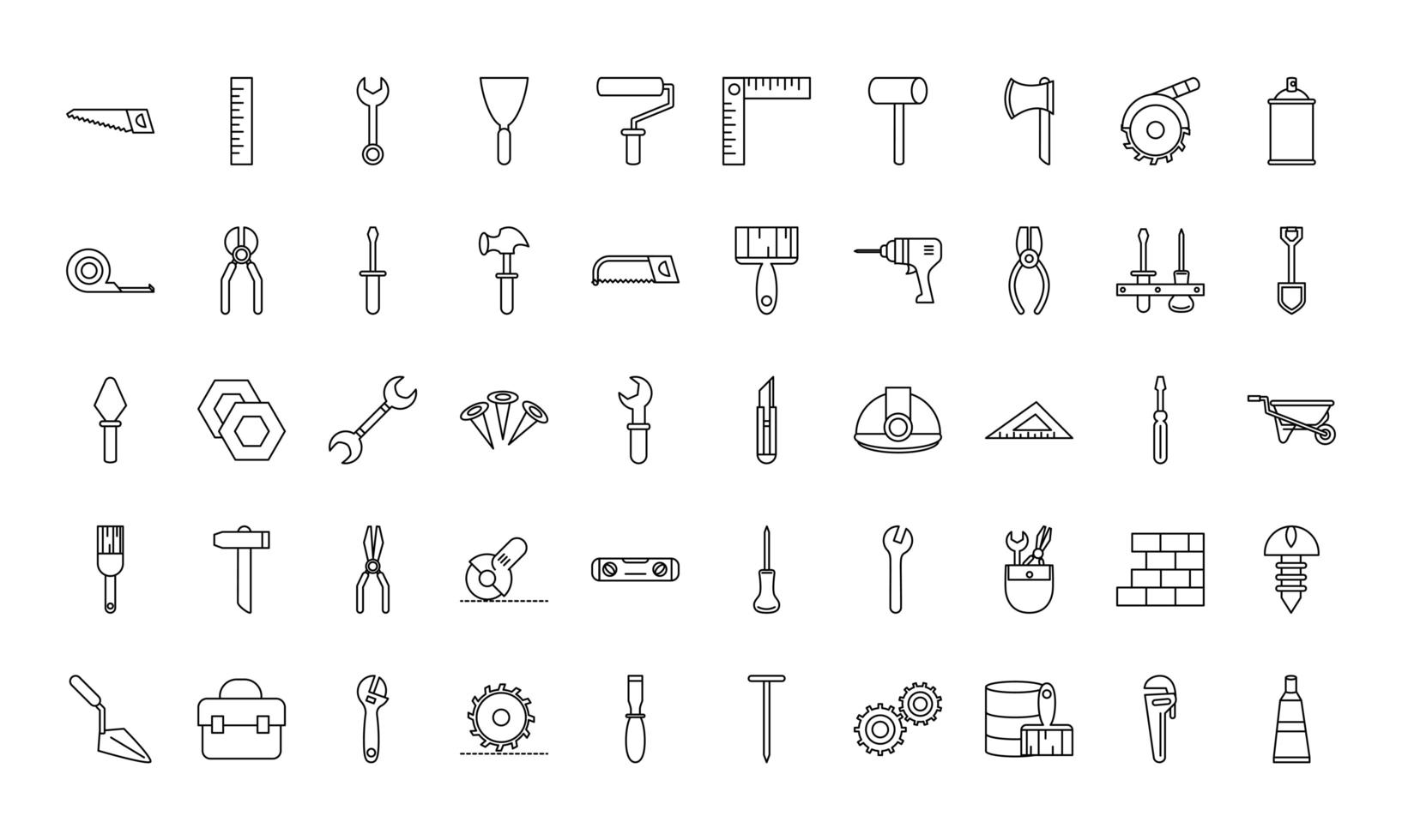 Tool repair and construction icon collection vector