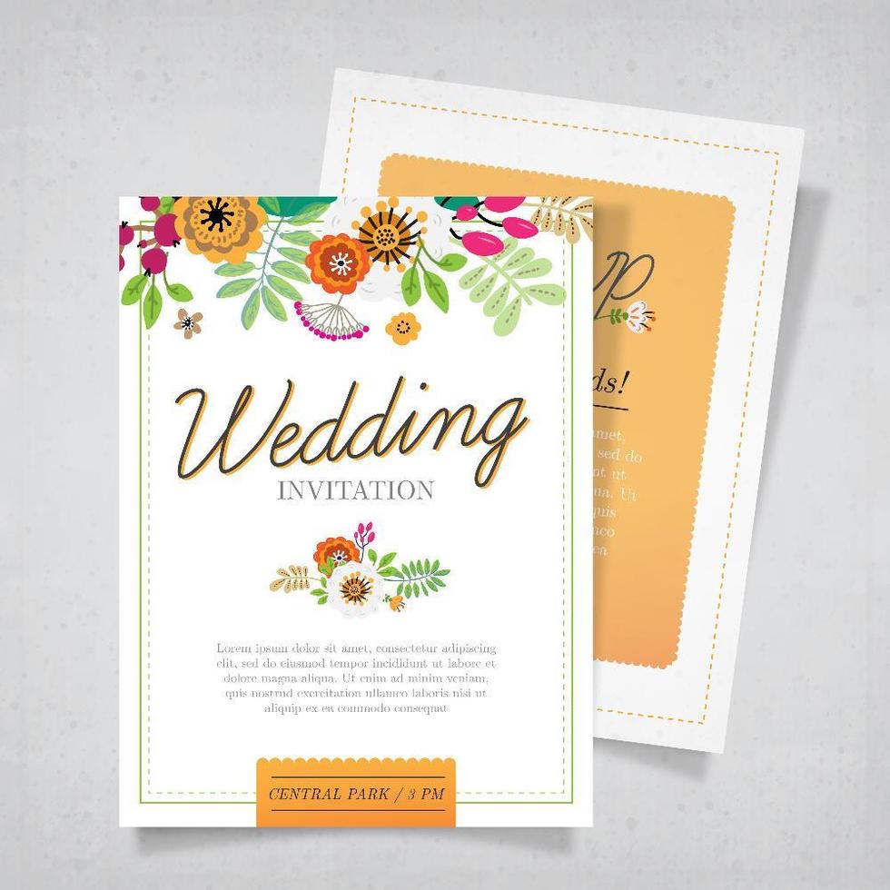 Colorful Wedding Invitation Template vector