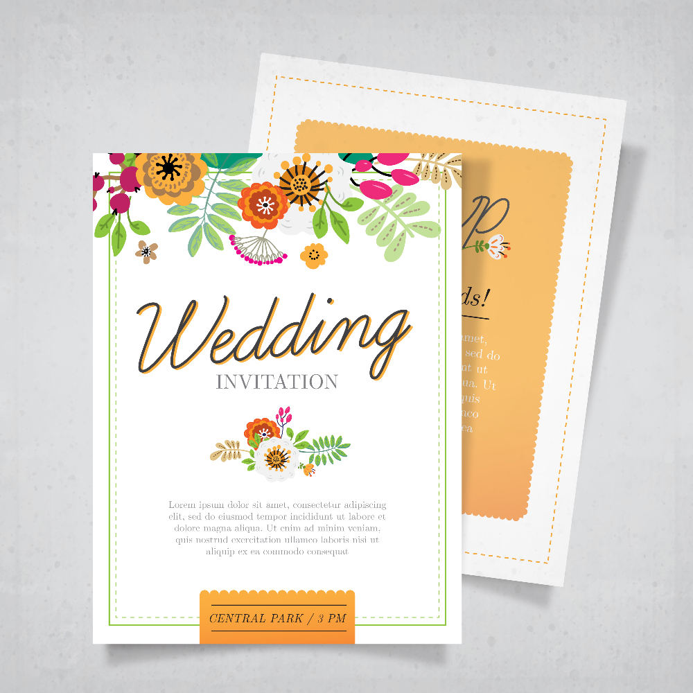 Download Colorful Wedding Invitation Template - Download Free Vectors, Clipart Graphics & Vector Art