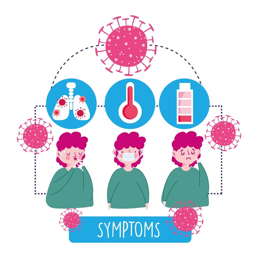 Boy with viral symptoms infographic icons vector