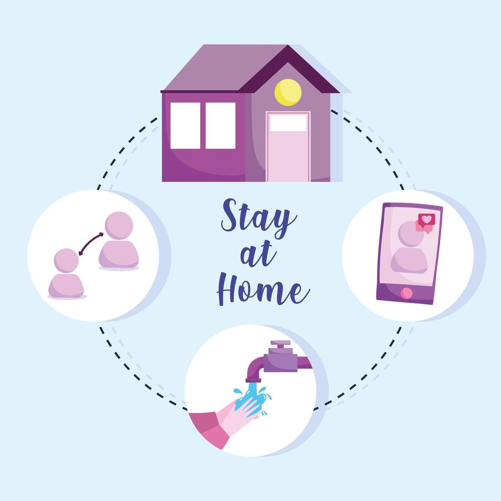 Stay at home preventive infographic vector