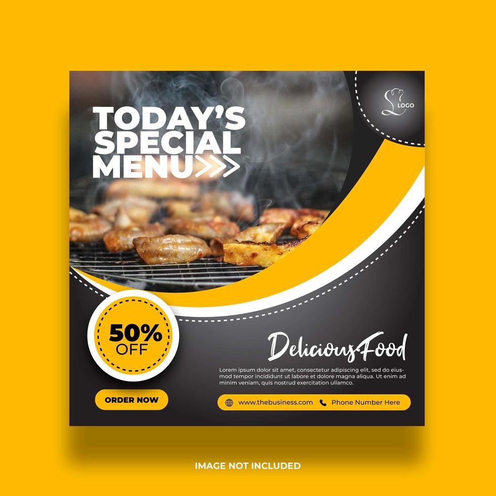 Colorful Minimal Yellow Food Banner For Social Media Post vector