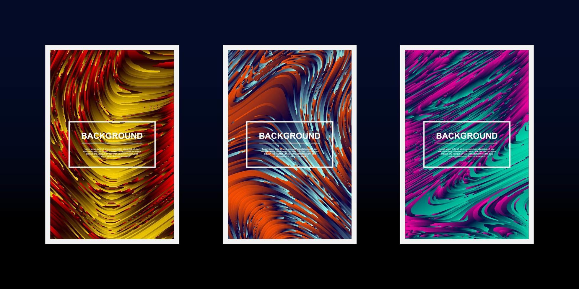 Conjunto de diseños de ondas de líneas texturizadas multicolores vector