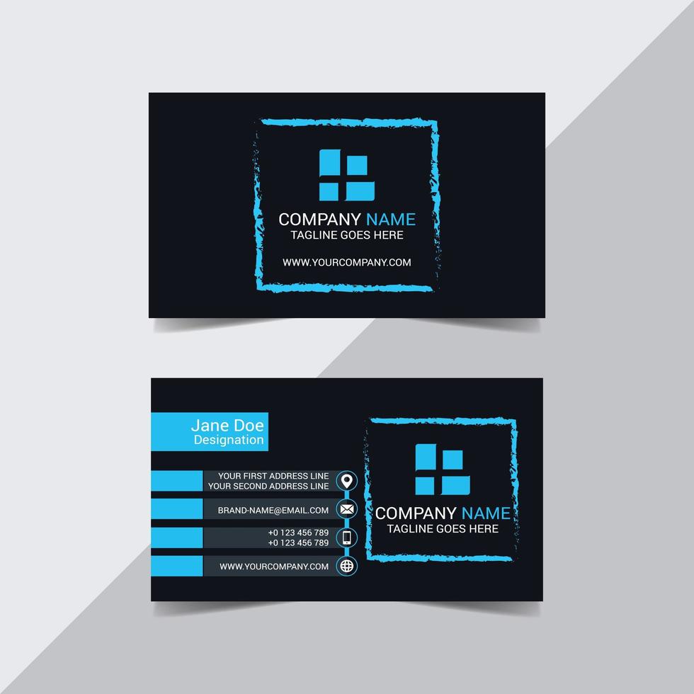 Blue Brush Stroke on Black Business Card vector