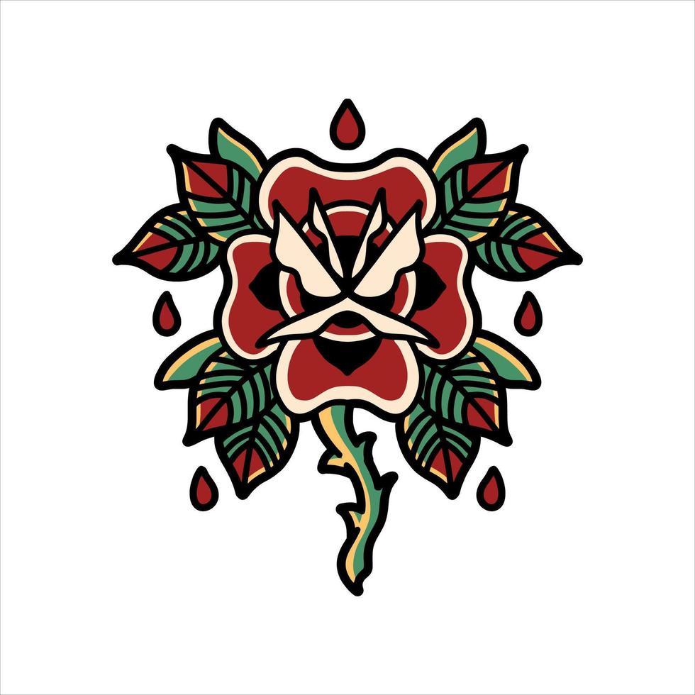 Traditional rose tattoo vector