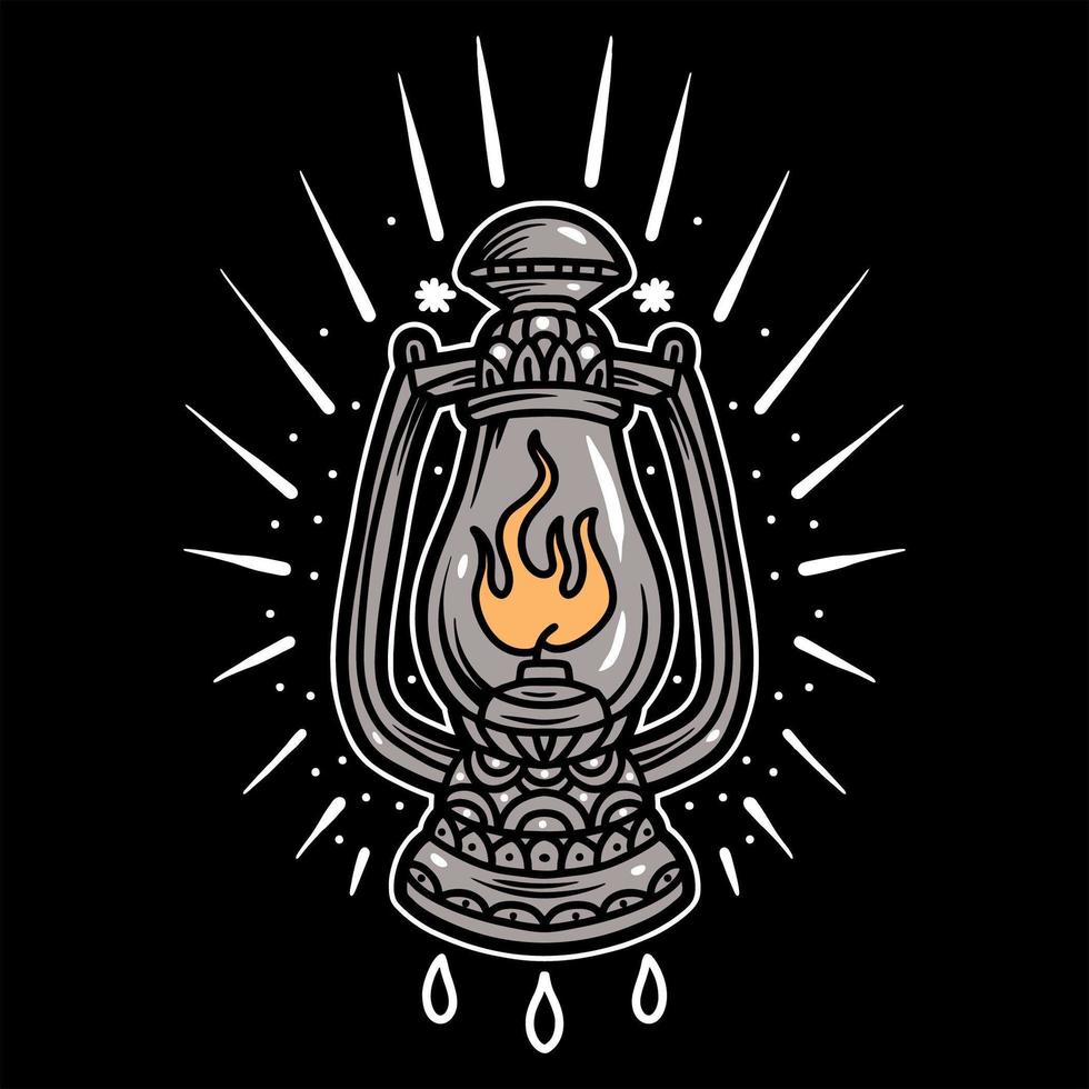 Antique lamp tattoo vector