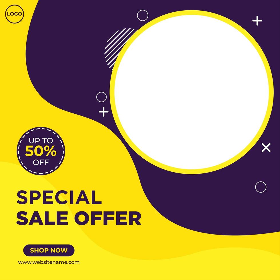 Purple and yellow fashion sale social media template vector