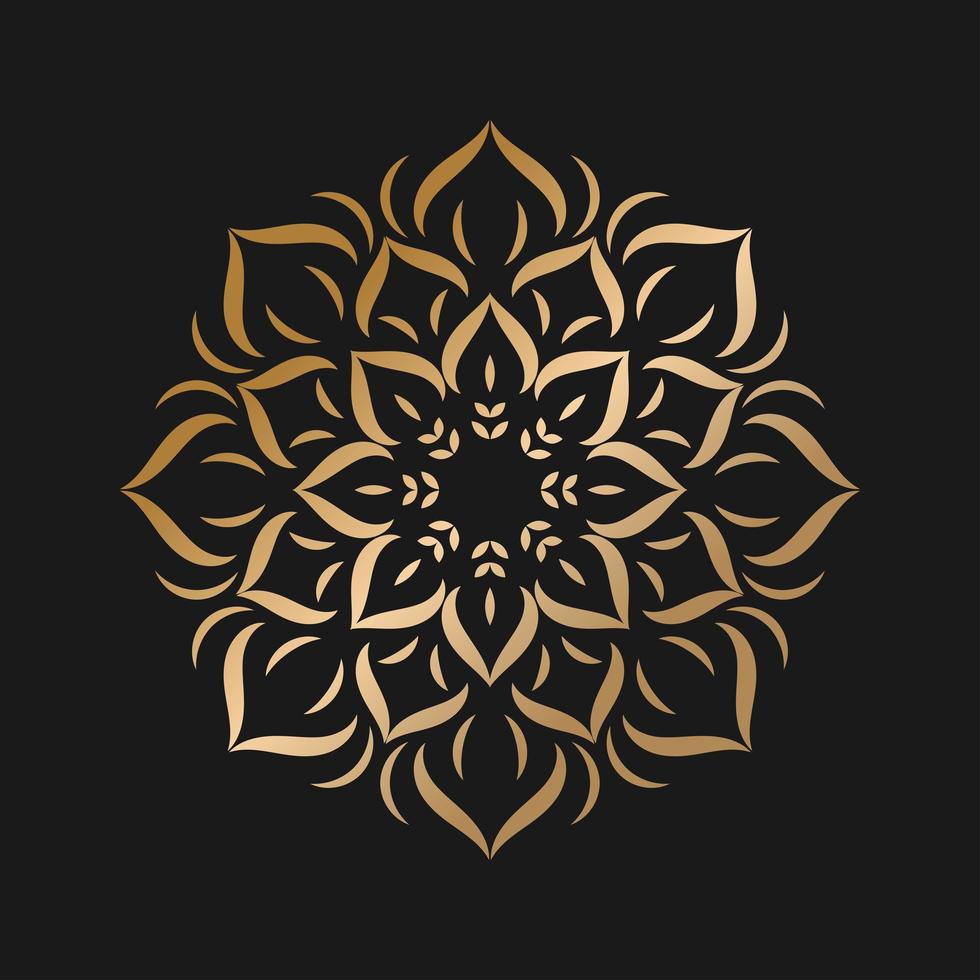 Simple golden mandala with flower style vector