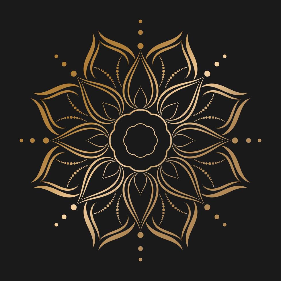 Gold mandala with flower style vector