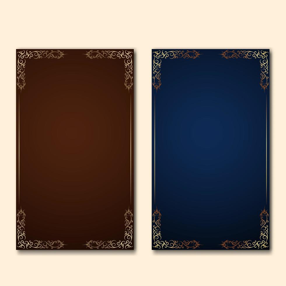 conjunto de tarjetas de borde de adorno dorado floral vintage vector