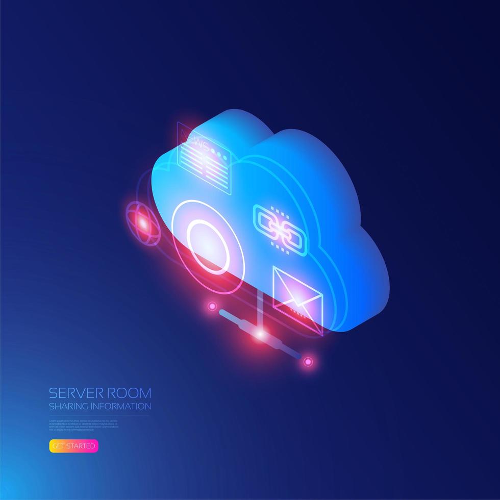 diseño de información isométrica en la nube vector