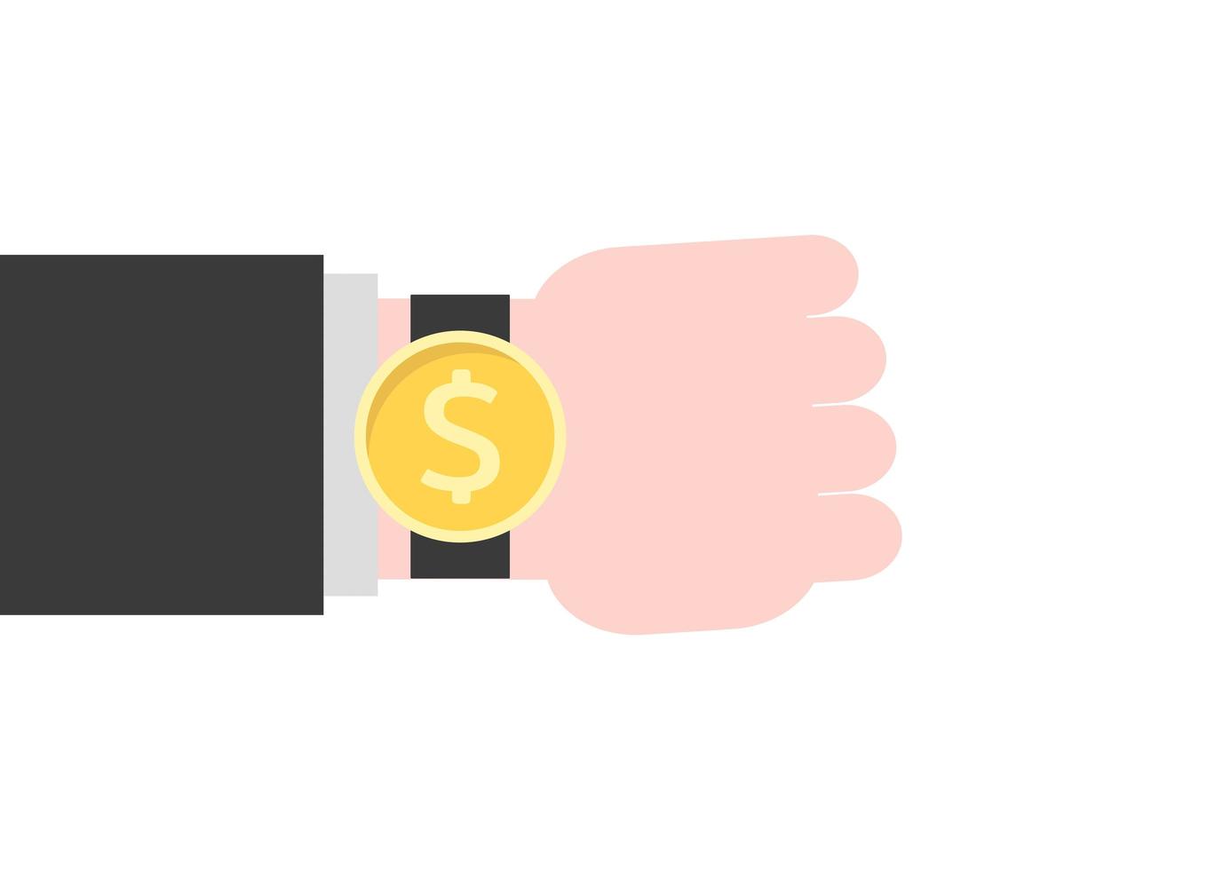 Time is money concept with watch on hand vector