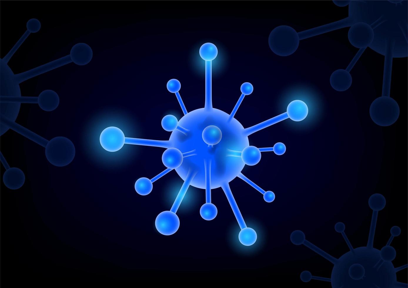 concepto de virus azul brillante vector