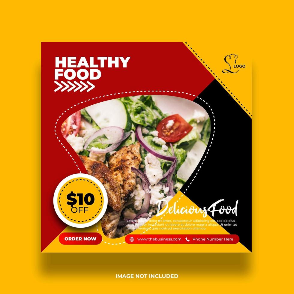 Red, Yellow and Black Restaurant Banner For Social Media Post vector