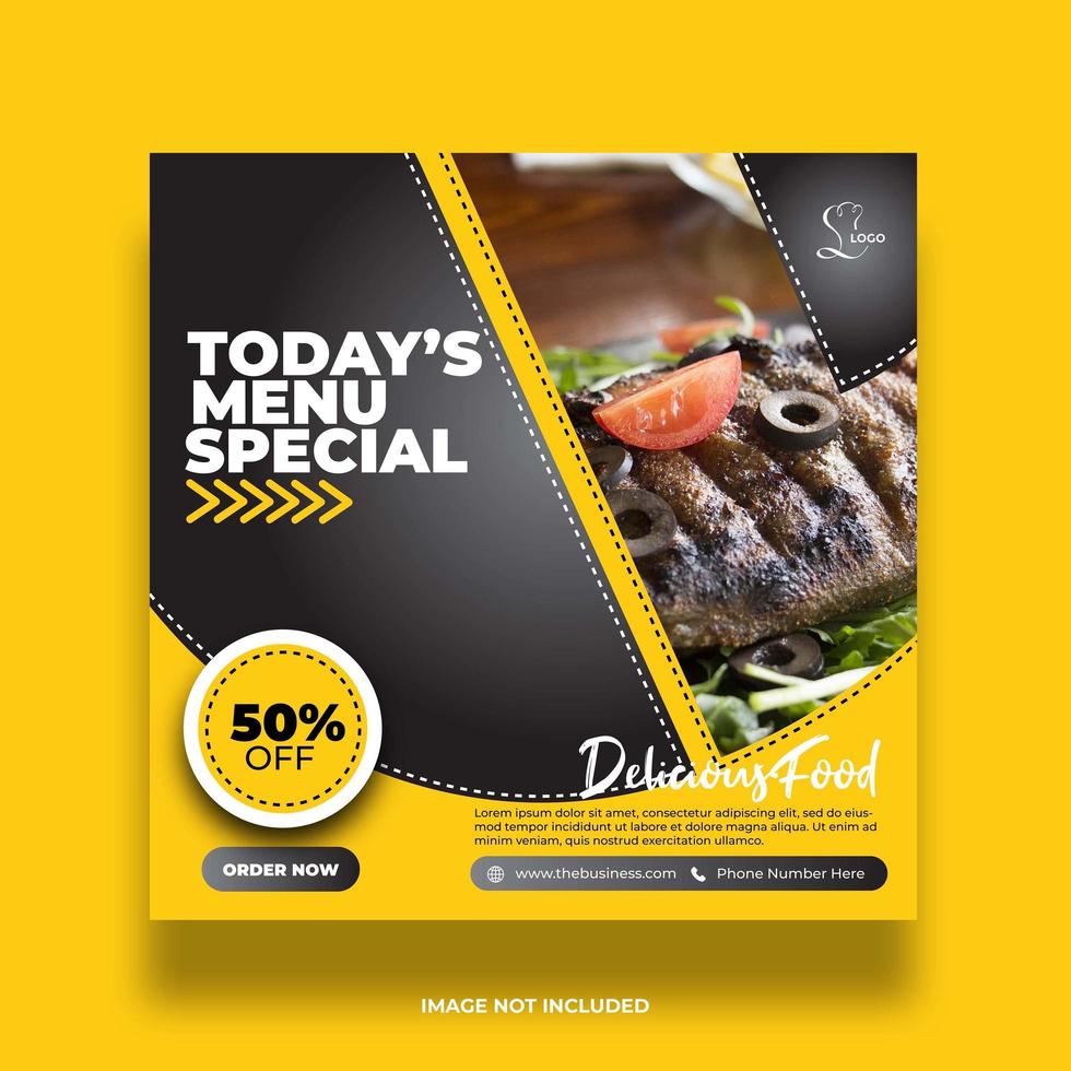 Black and Yellow Menu Special Banner For Social Media vector