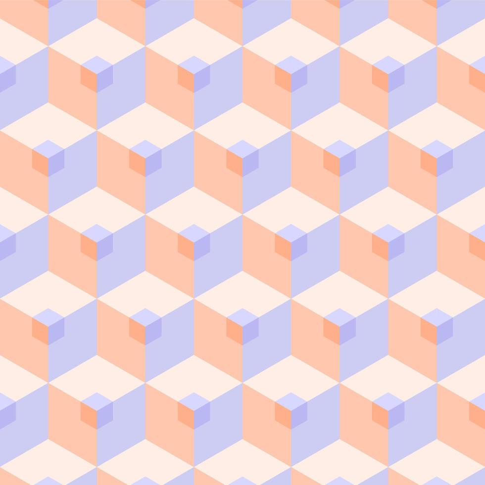 Seamless 3D Pastel Cube Pattern vector