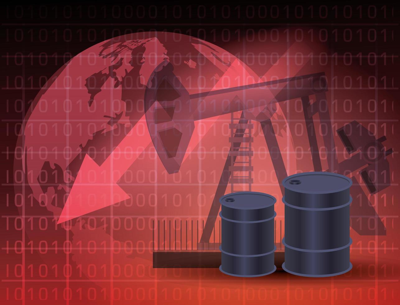 mercado de precios del petróleo con barriles vector