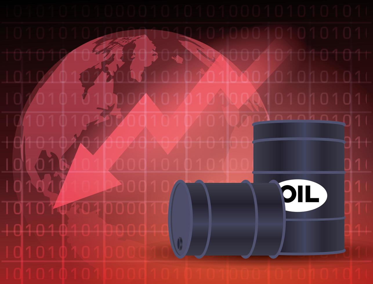 mercado de precios del petróleo con barriles vector