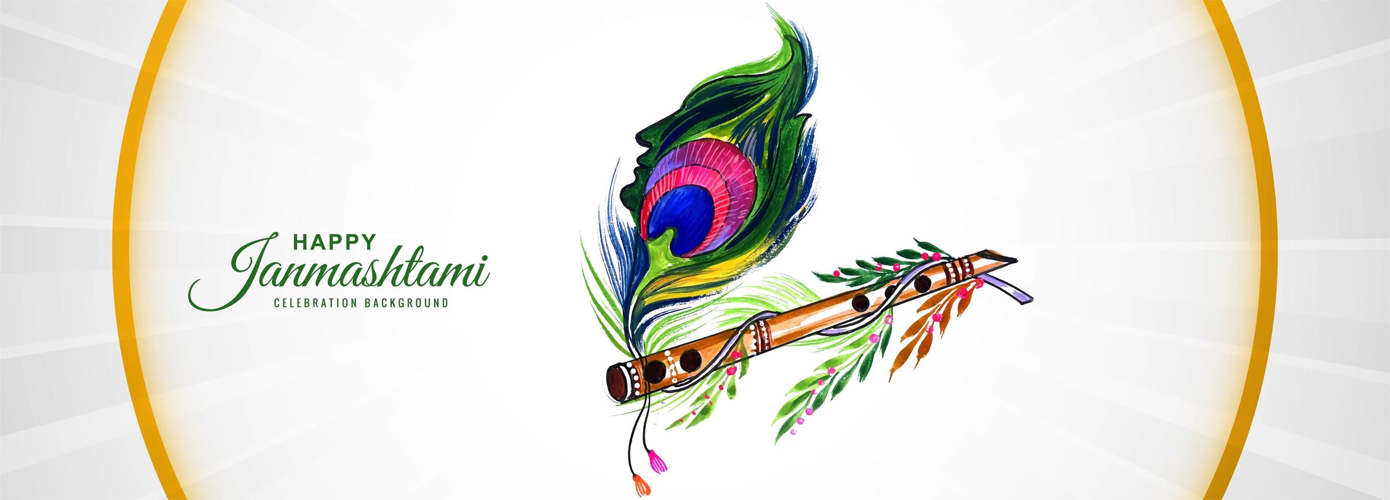 Shree Krishna Janmashtami Festival Banner Background vector