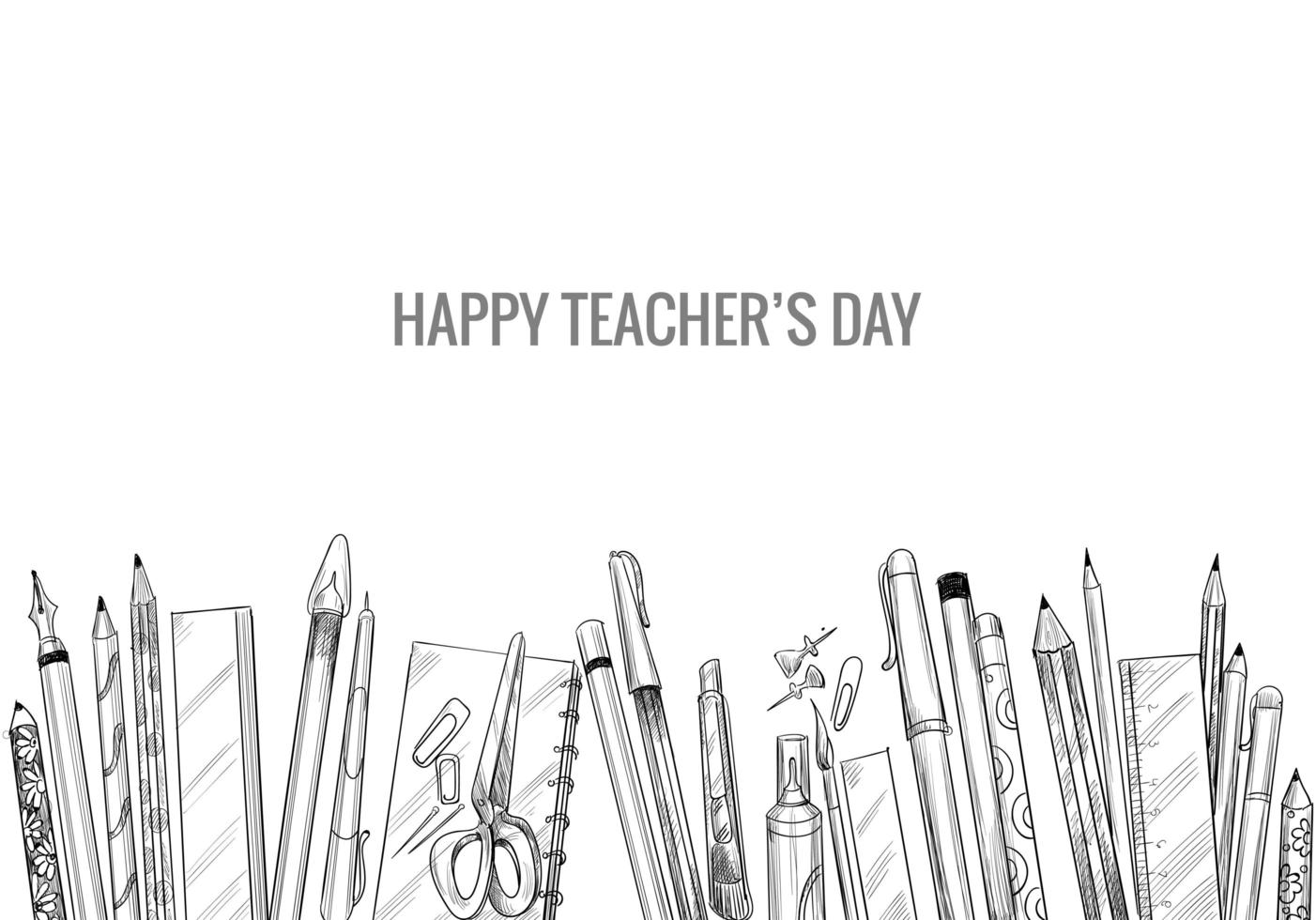 Hand Drawn Art Sketch with World Teachers Day Composition vector